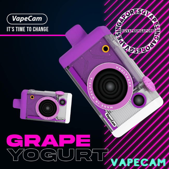 Looking for a new and exciting vape flavor? Check out the Vapecam 12k puff disposable vape, now available at our vape store in Singapore. With its new grape yogurt flavor, it's a must-try for vape enthusiasts. Visit us today and grab this new arrival from Vapetape SG Vape!