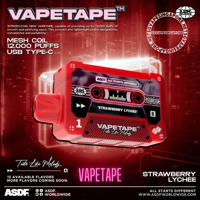 Looking for a reliable vape shop in Singapore? Check out our range of products including the Vapetape 12000 puff disposable vape, Solero, strawberry lychee and more. Shop now for the best deals at SG Vape Singapore.