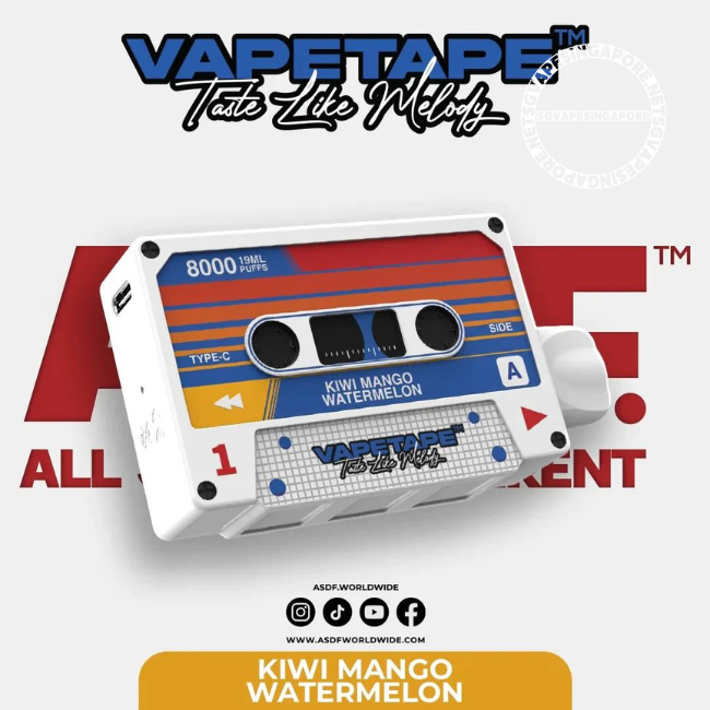 Vapetape 8000 puff disposable vape is a popular option in Singapore. With fast and reliable delivery from SG Vape Singapore, you can enjoy the refreshing flavors of kiwi passion watermelon and grape apple with this convenient vape device.