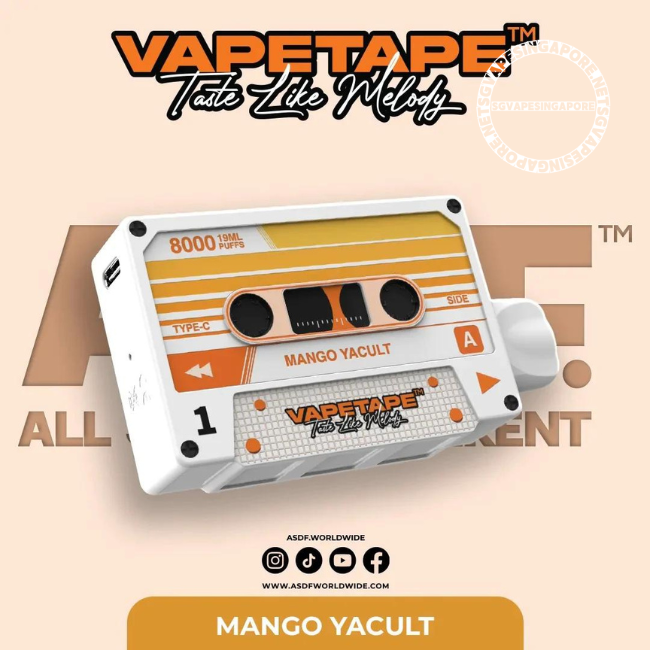 Order your Vapetape 8000 puff disposable vape from Vape Tape in Singapore for convenient delivery. Enjoy the delicious flavor combination of mango yacult and grape and apple with the Vapetape 12k. Shop now at SG Vape Singapore.