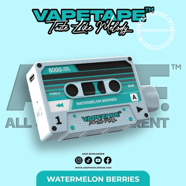 Looking for a convenient and flavorful vaping option in Singapore? Vape Tape offers the Vapetape 8000 Puff Disposable Vape, delivering a satisfying watermelon berries and grape apple flavor. Enjoy fast and reliable delivery from SG Vape Singapore.